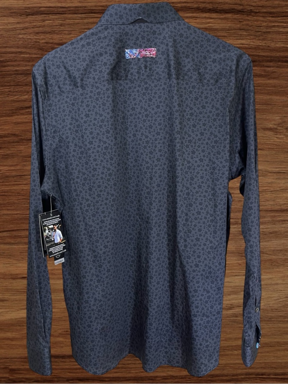 Au Noir Men’s Black Floral Long Sleeve Dress Shirt. Size 3/Medium - Picture 2 of 12